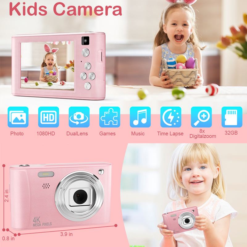 Kids Digital Camera Birthday Gift 32GB SD Card Included