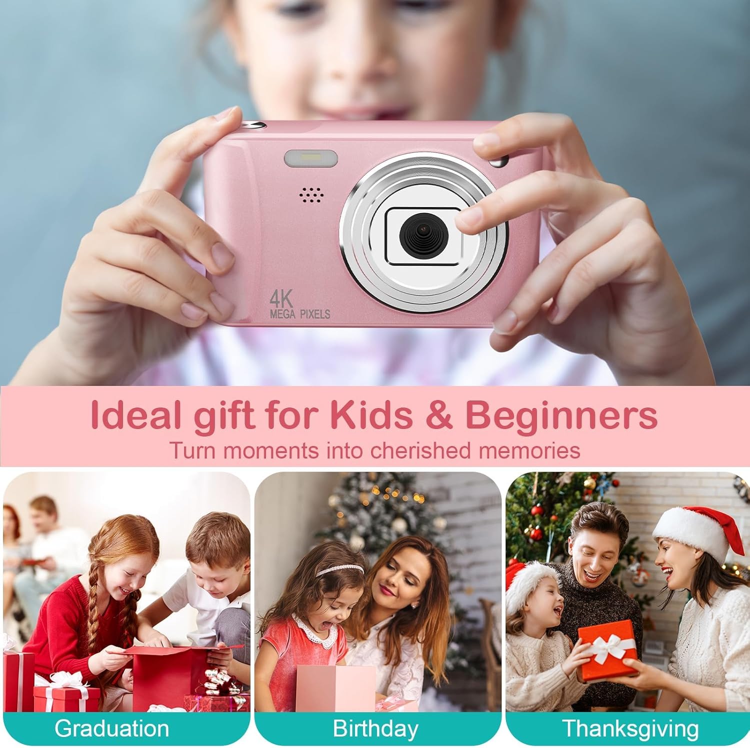 Kids Digital Camera Birthday Gift 32GB SD Card Included