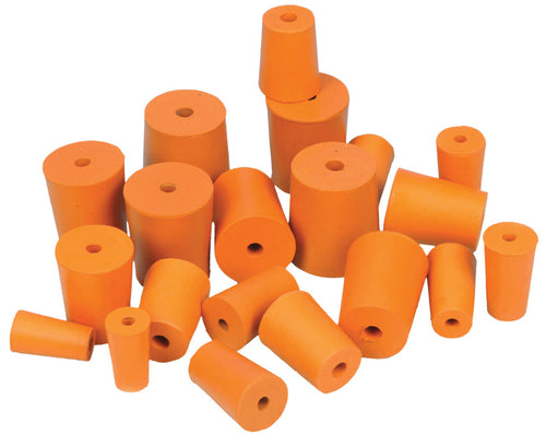 Assorted rubber stopper set 50-piece laboratory sizes 8-29mm solid