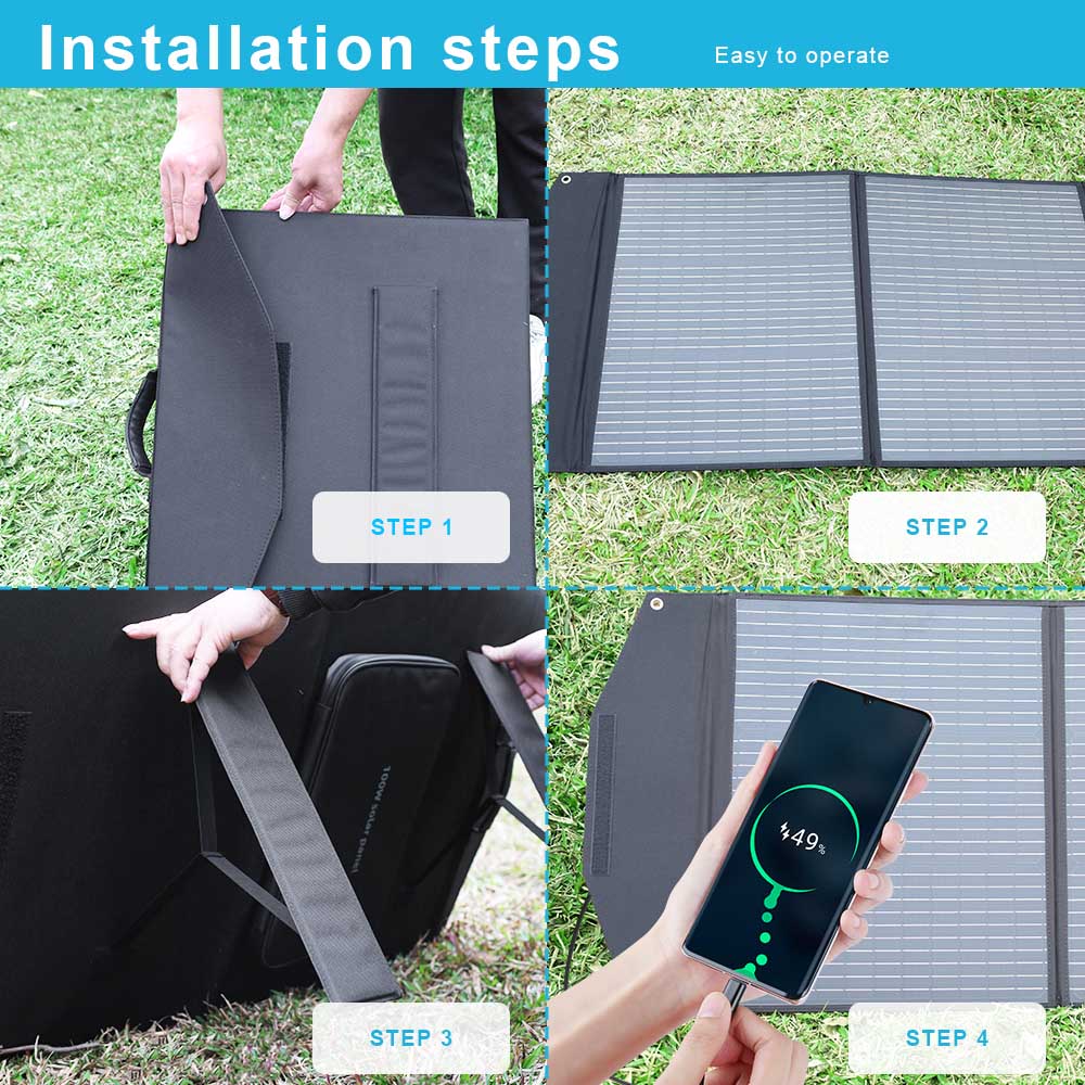 Portable Solar Panel Foldable Solar Panel Charger For Power Station USB DC Devices 18V Output 10 Connectors High Efficie