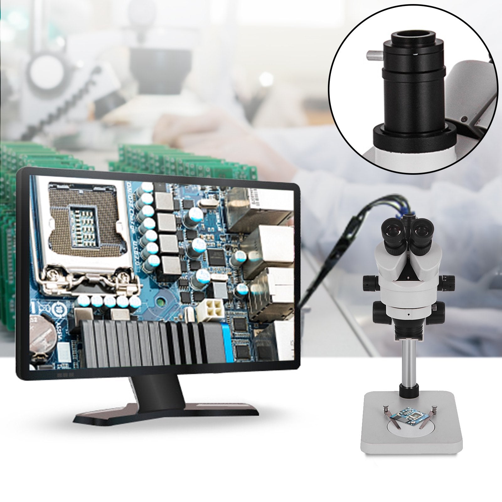 3.5x-90x Digital Zoom Stereo Microscope — Column Stand