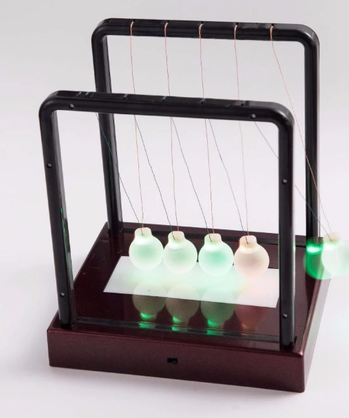 Colored Glowing Newton's Cradle — LED Desk Physics Toy