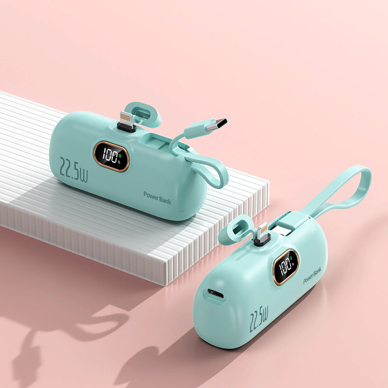Capsule Emergency Power Bank — Built-in Cables 10000mAh