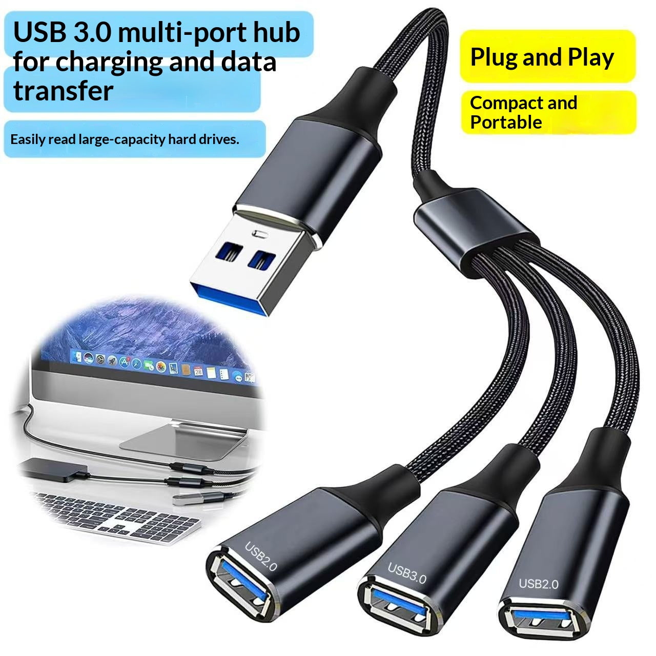 USB-C Multi-Port Hub — 7-in-1 Docking Station Expander