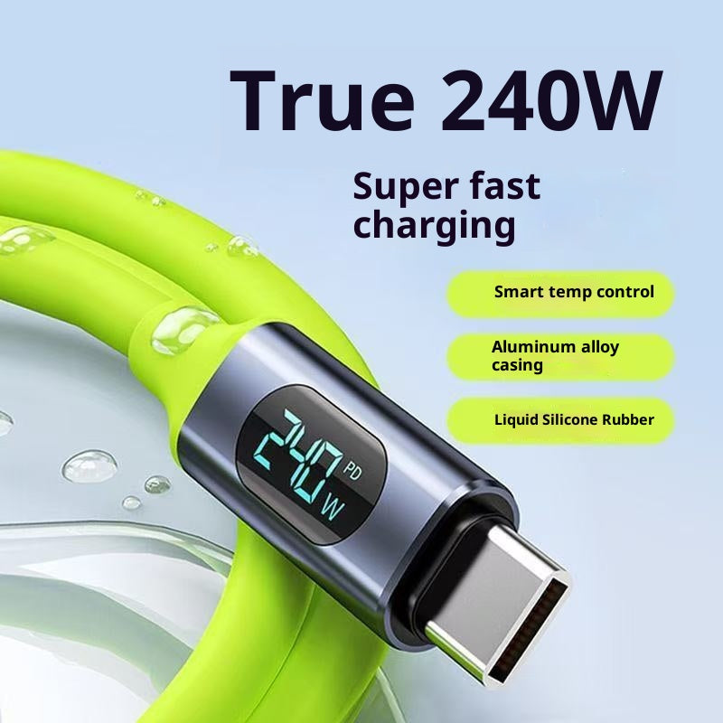 Fast-Charge USB Cable — Live Digital Wattage Meter