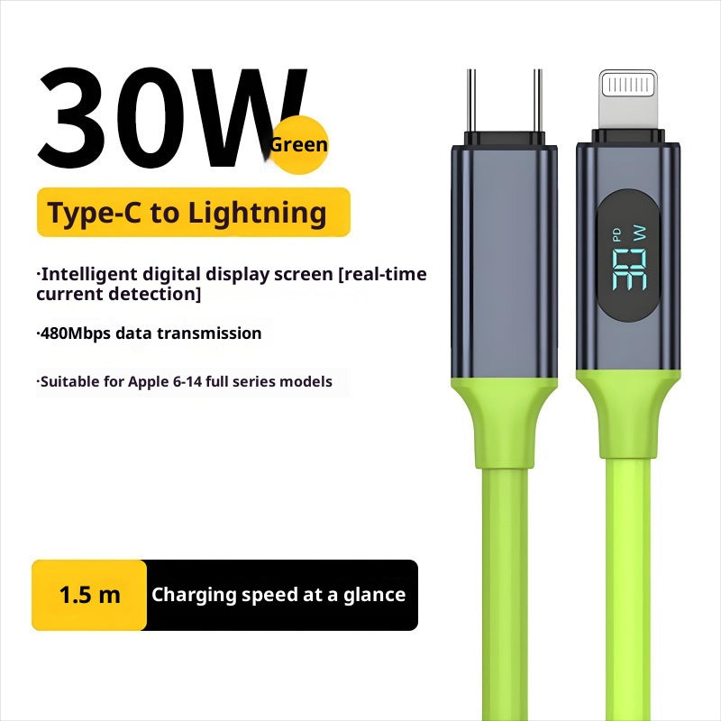 Fast-Charge USB Cable — Live Digital Wattage Meter