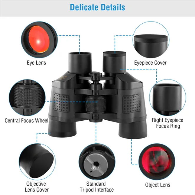 Portable HD Binoculars With FMC Lens Low Light Night Vision Telescope