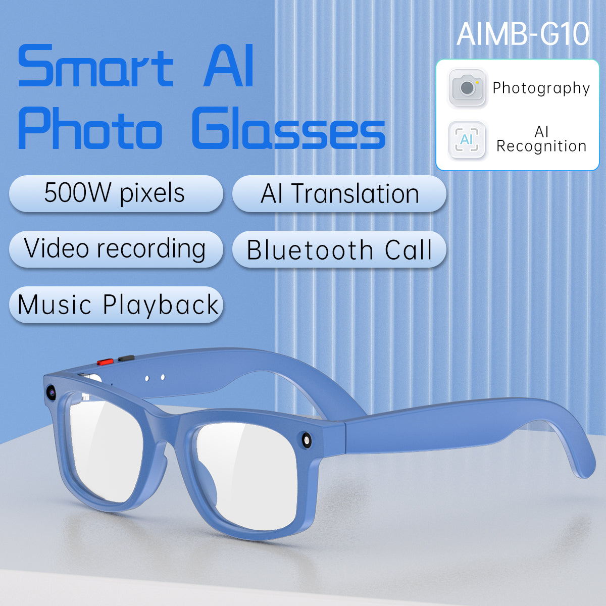 2MP AI Smart Camera Glasses Bluetooth Sunglasses For Music Calling Translation S2