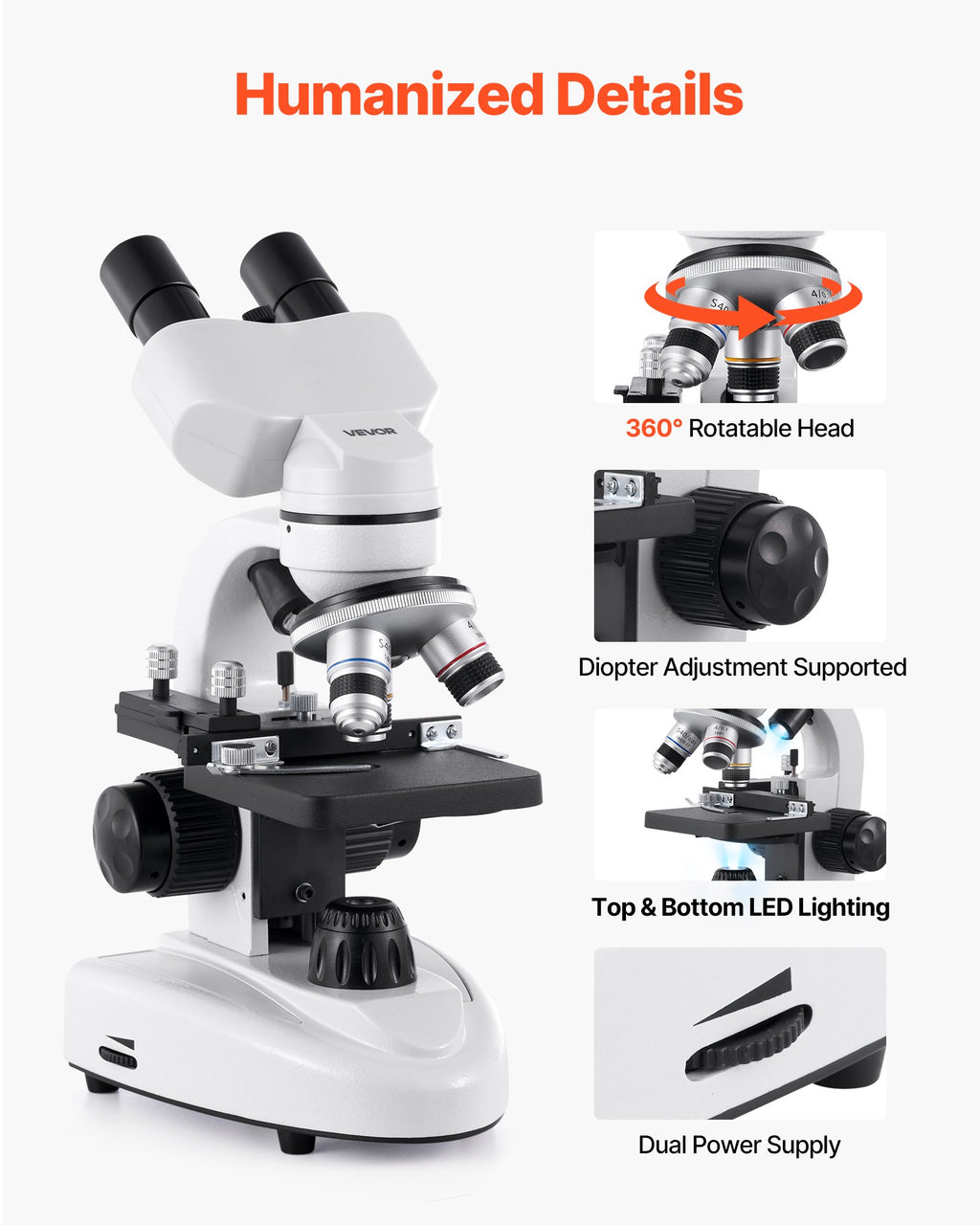 Professional Binocular Compound Microscope Kit 40-2000X Magnification