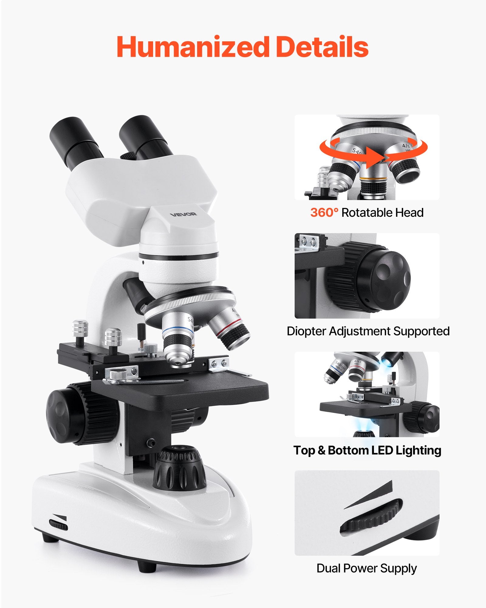 Professional Binocular Compound Microscope Kit 40-2000X Magnification