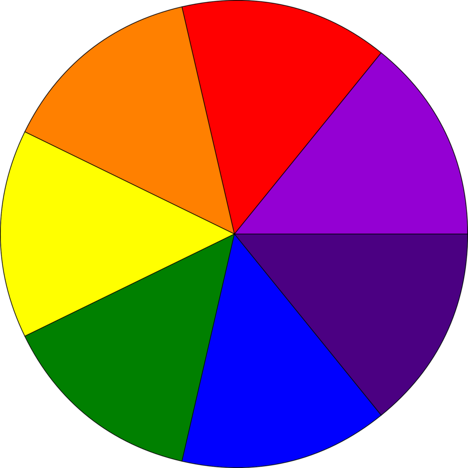 Newton colour disc combining spectrum colours into white when spun