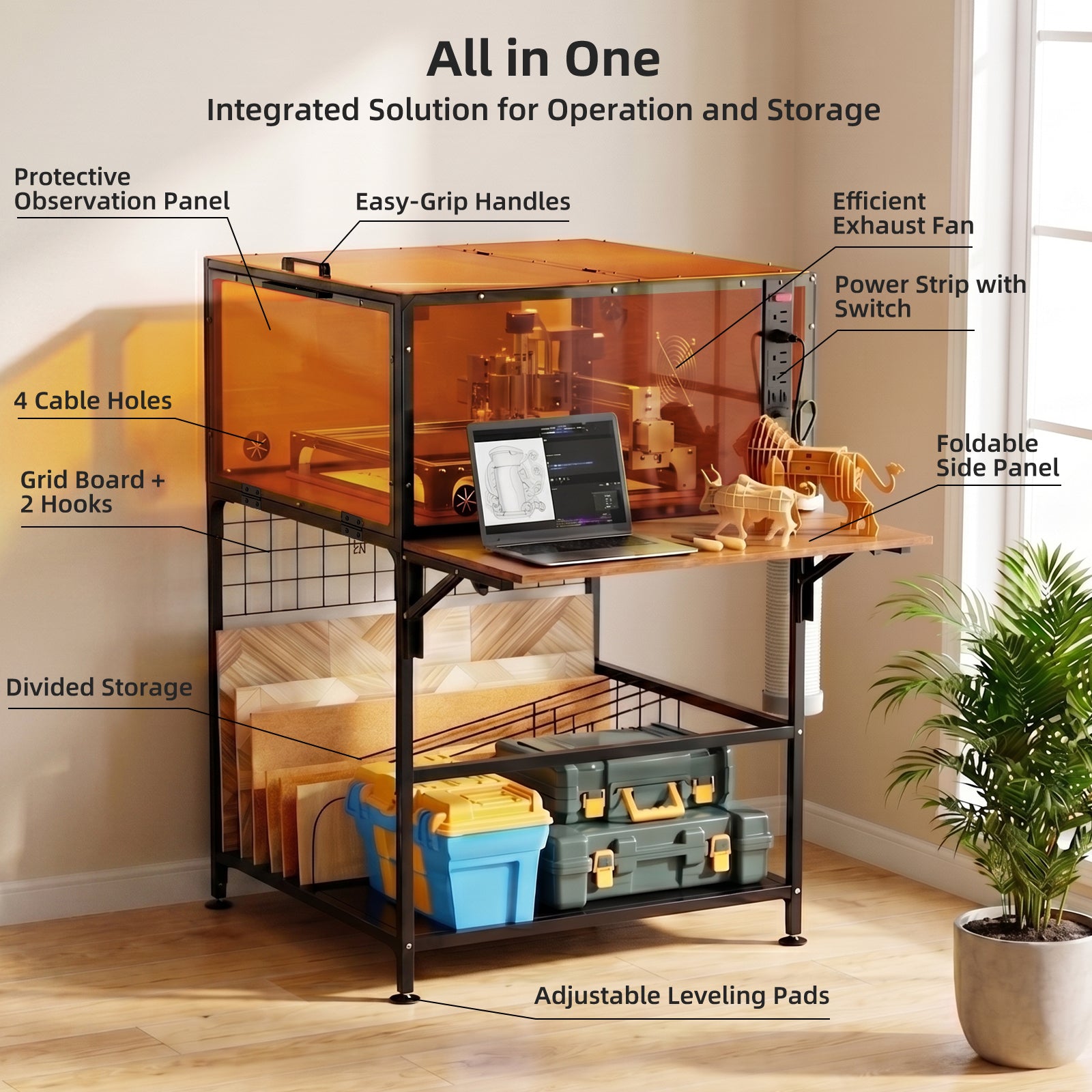 Laser Engraver Enclosure with Exhaust Fan — Eye Protection