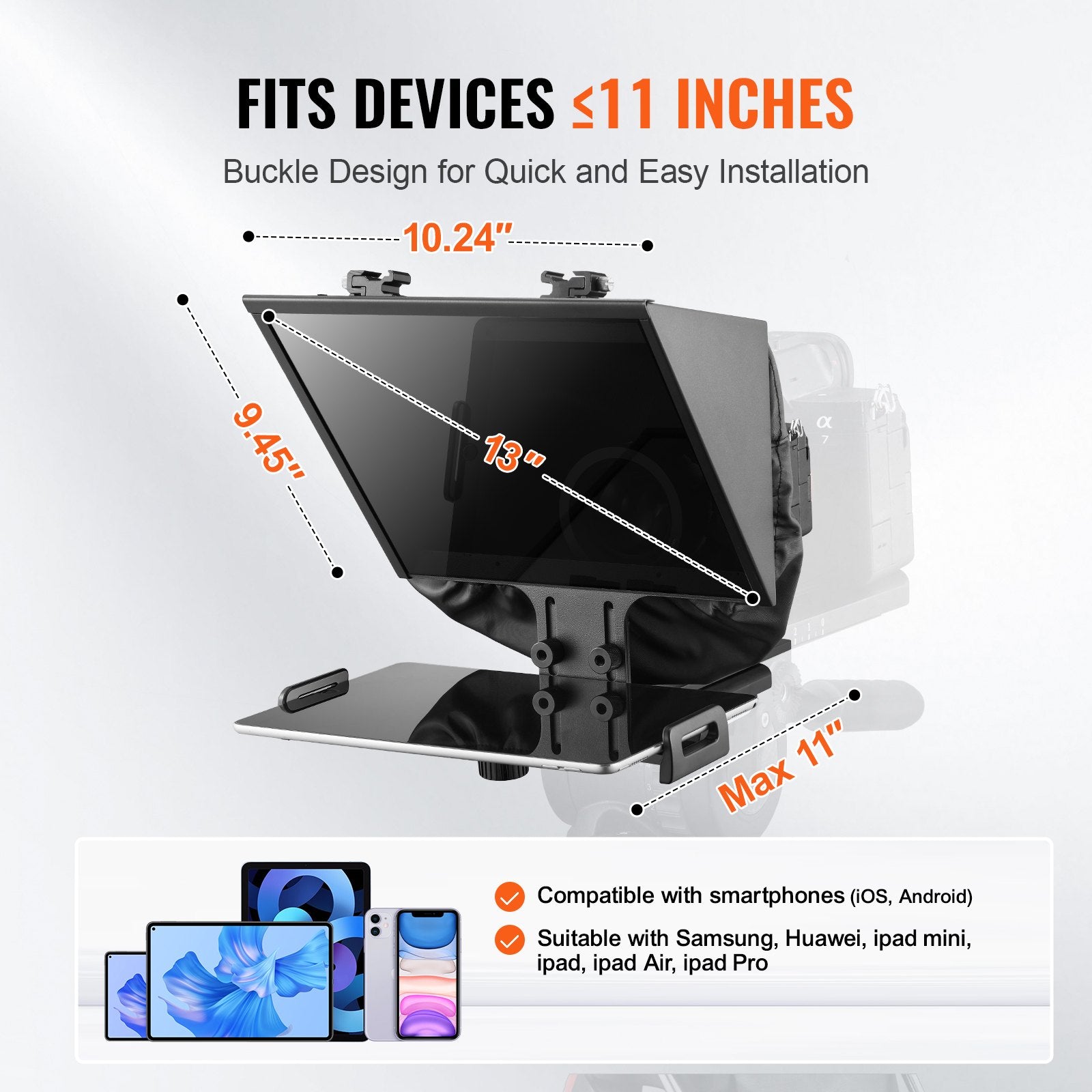 Teleprompter 13 inch Aluminum Alloy Floor Type Spectroscope
