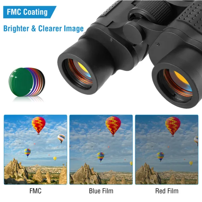 Portable HD Binoculars With FMC Lens Low Light Night Vision Telescope