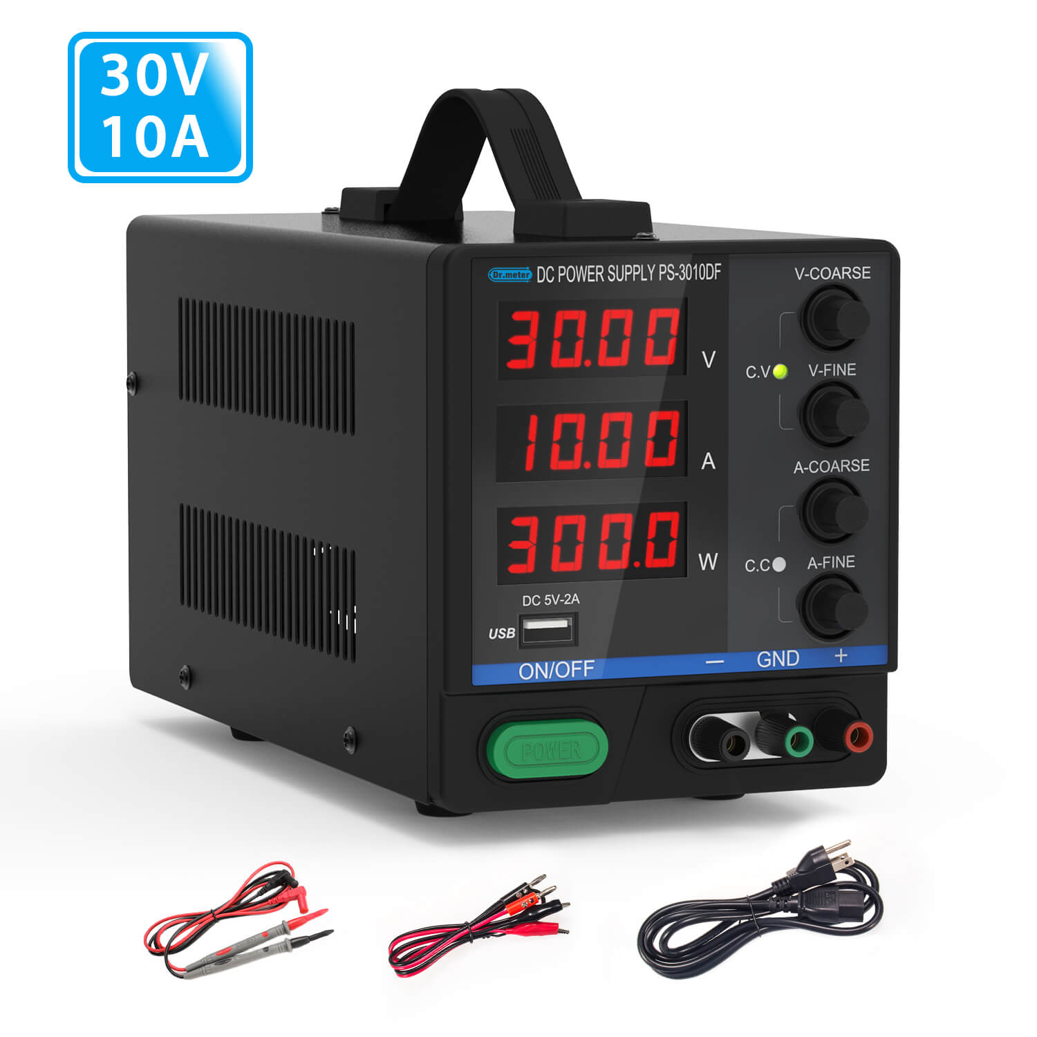 DC bench power supply 30V 10A variable adjustable with digital display