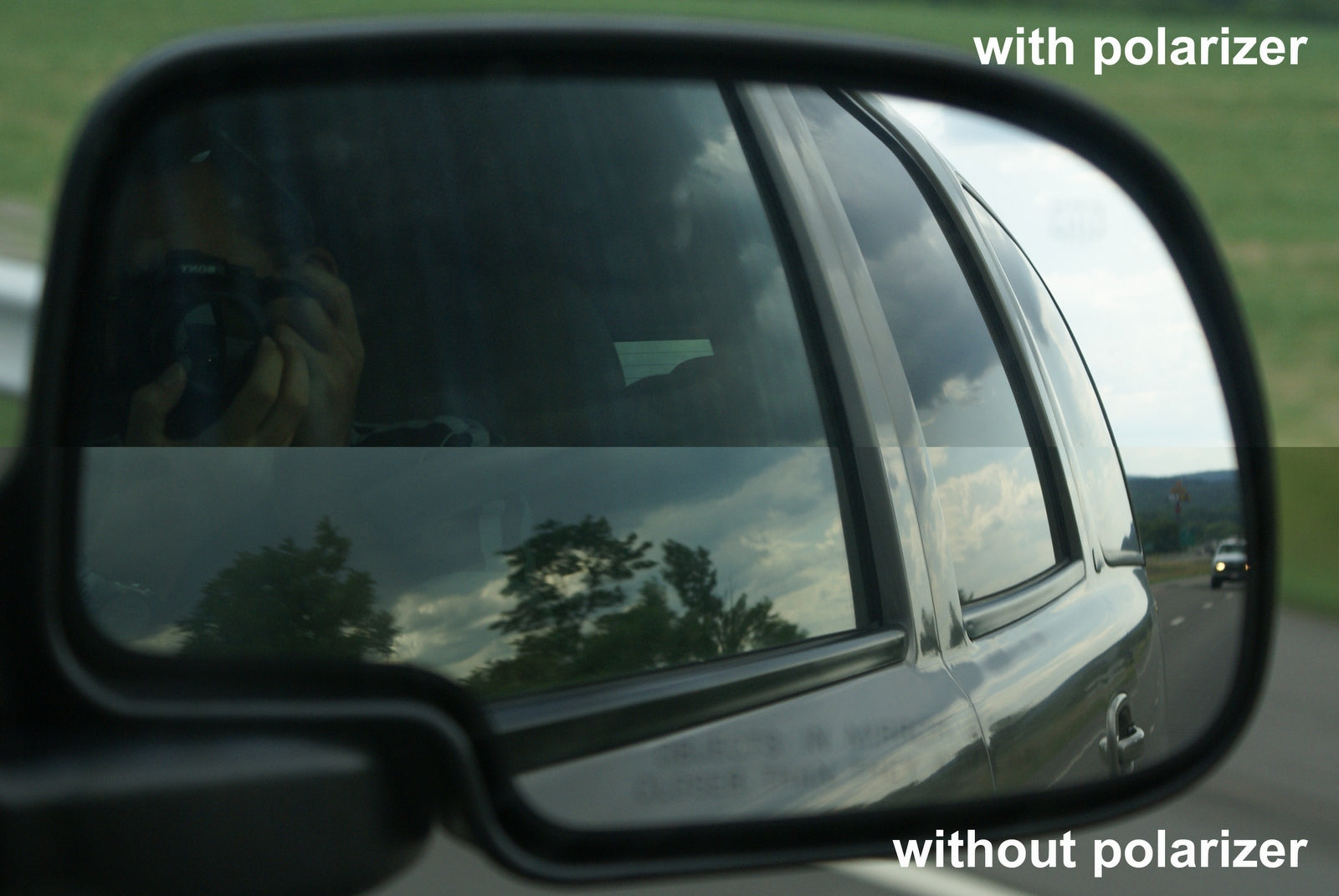 Linear polarizing filter sheet demonstrating polarization effect