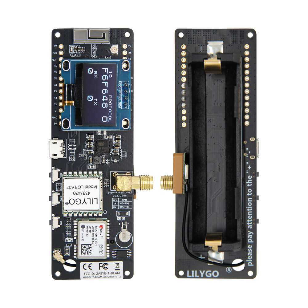LILYGO T-Beam V1.2 — ESP32 + LoRa 915MHz + GPS NEO-6M — Meshtastic Node