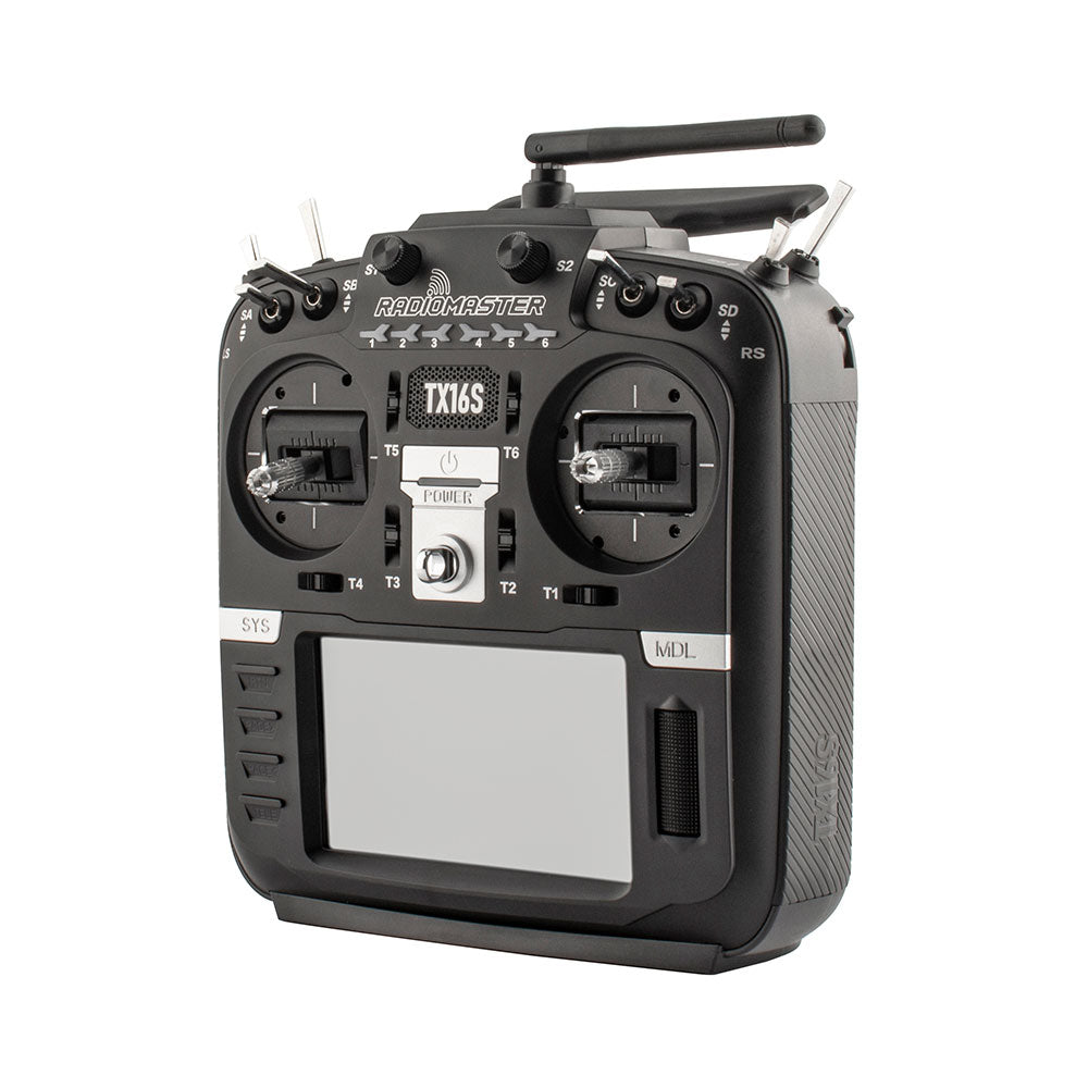 RadioMaster TX16S Mark II Max ELRS - side view showing module bay and controls