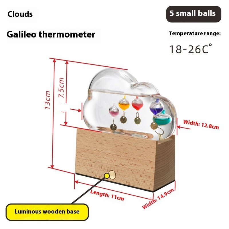 Cloud Galileo Thermometer Decoration Creative Weather Forecast Bottle