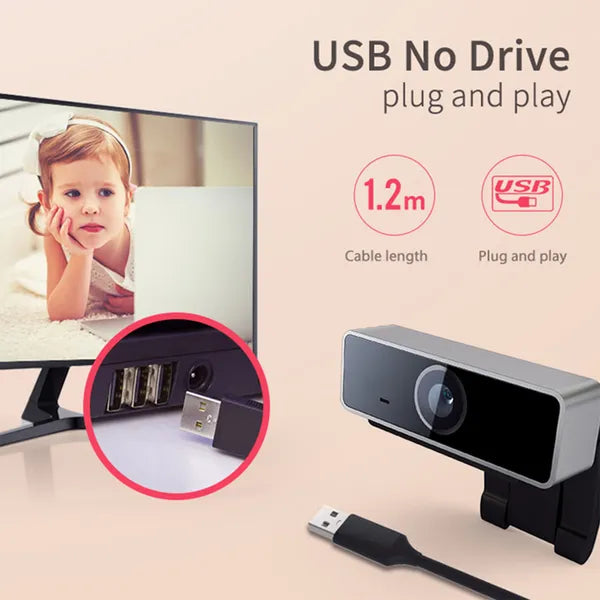 FHD 1080P Webcam USB PC Computer Webcam Auto Focus With Microphone 60-Degree Widescreen
