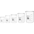 Borosilicate glass beaker set 5 sizes 50 100 250 600 1000mL laboratory