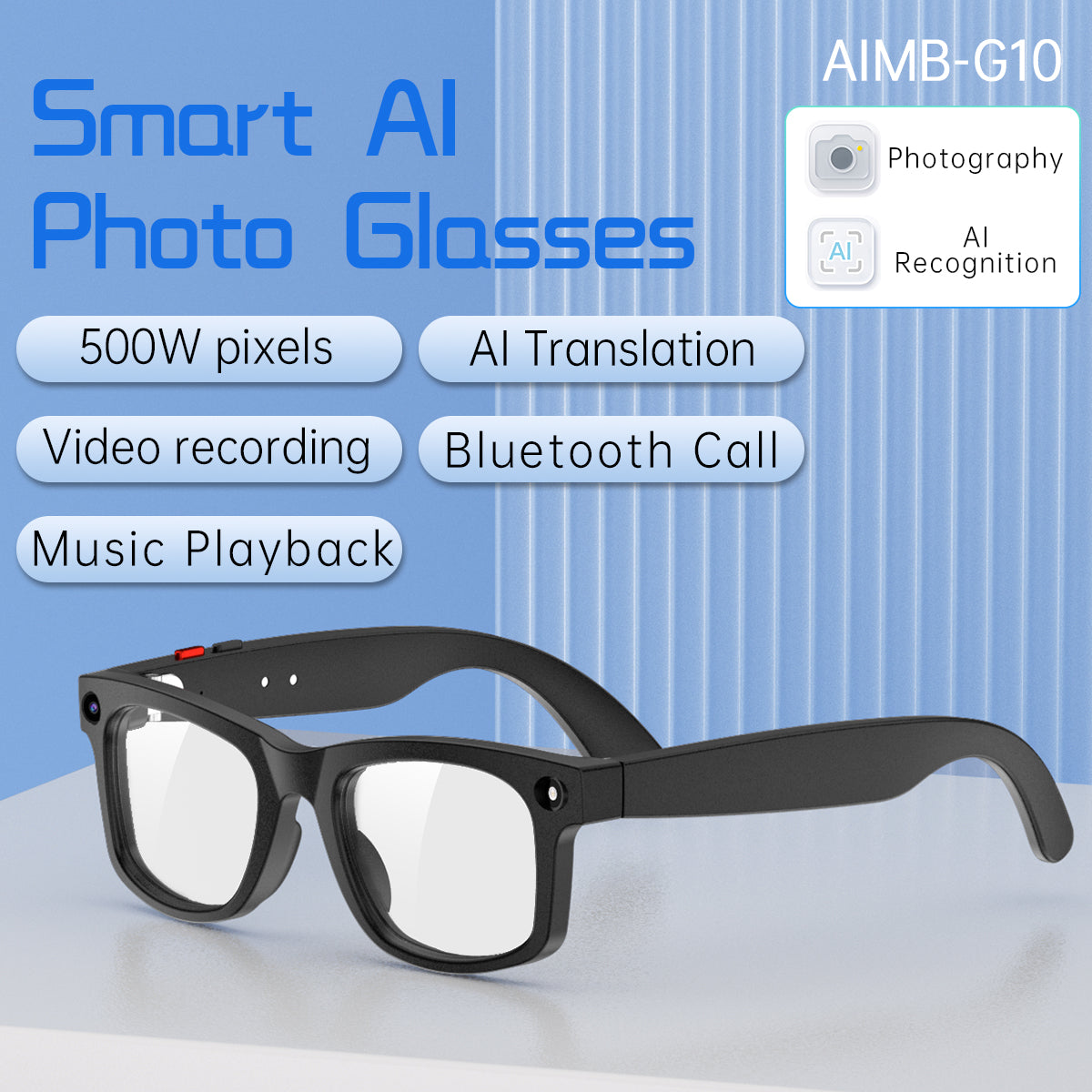 2MP AI Smart Camera Glasses Bluetooth Sunglasses For Music Calling Translation S2