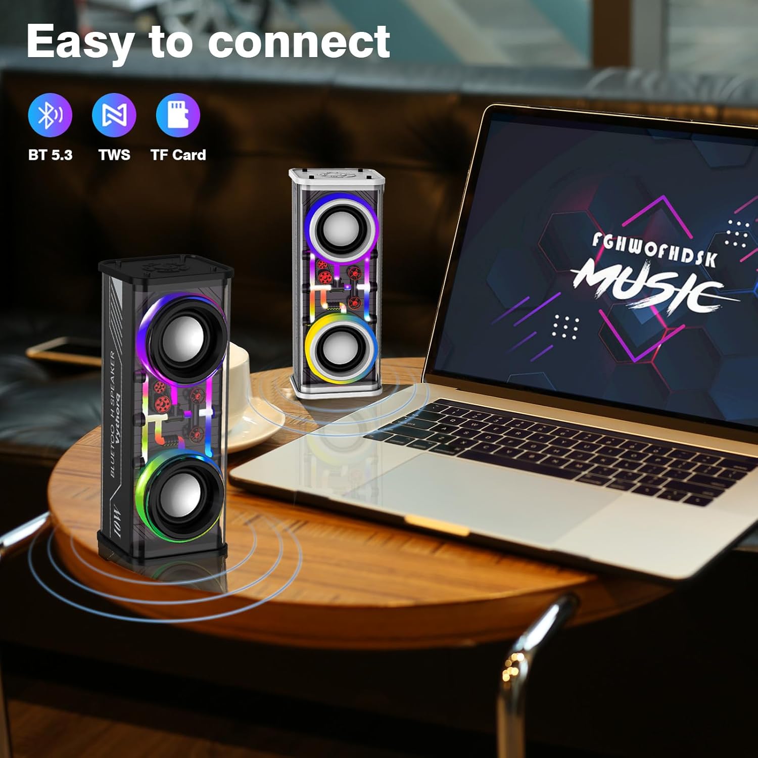 LED Transparent Bluetooth Speaker — 10W, BT 5.3, TWS