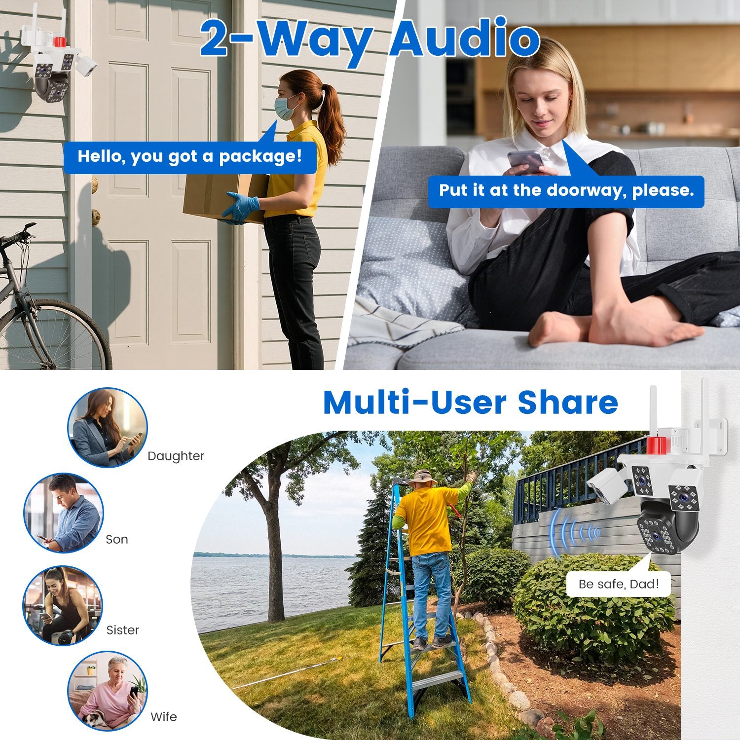 1080P HD 360 Degree WiFi Security Camera Auto Motion Tracking