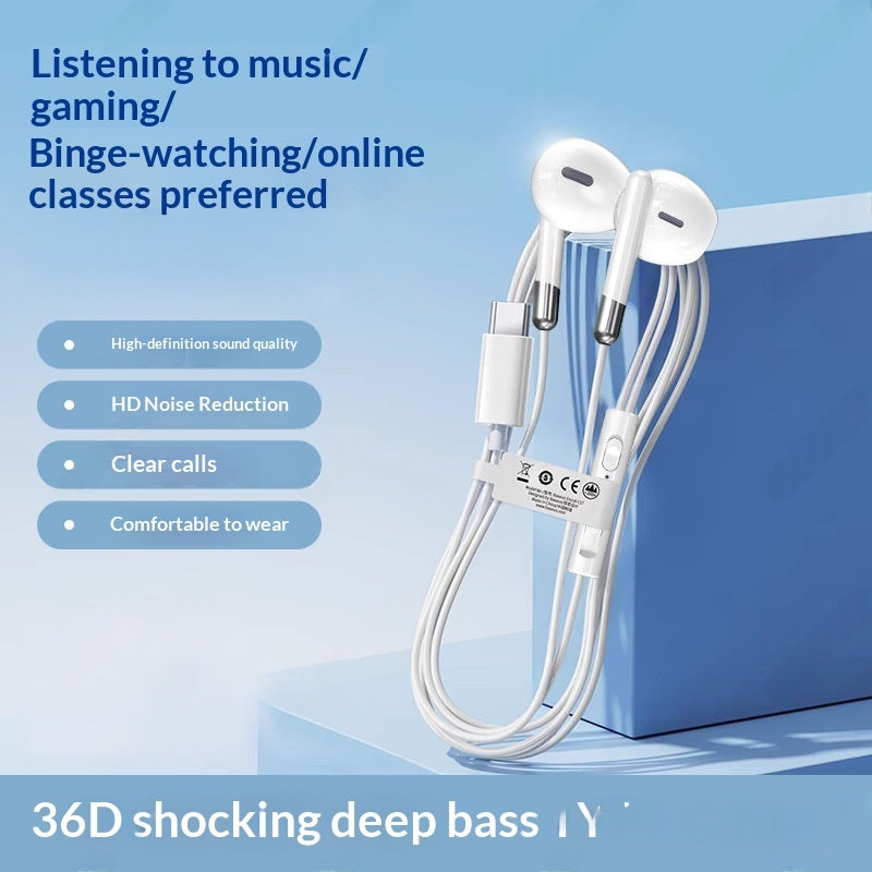 Hi-Fi USB-C Wired Earbuds — Digital Audio Decoder