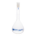 Volumetric flask 1000mL Class A borosilicate glass stopper ISO certified
